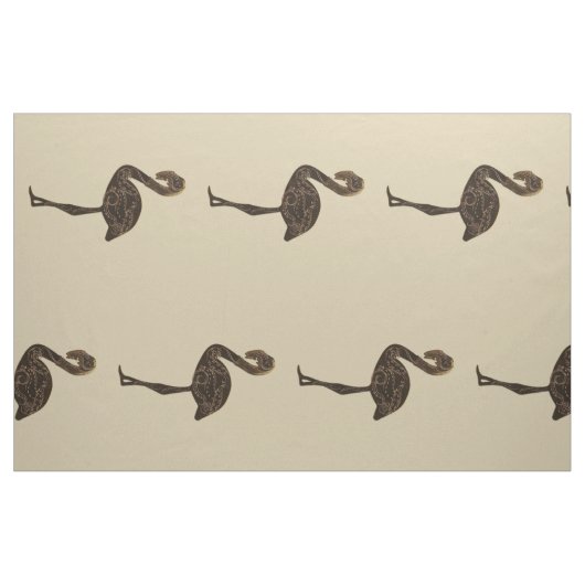 Chocolate Brown Patterned Flamingo Stof (Fat Quarter)