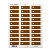 Chocolate Brown Personalized Monogram Letter Name Etiket (Full Sheet)