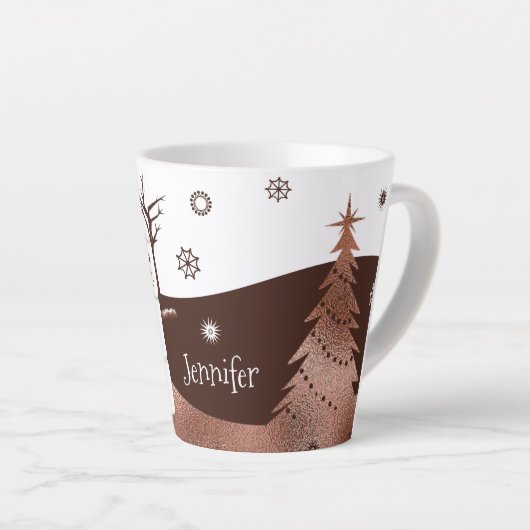 Chocolate Brown persoonlijke kerstMokken Latte Mok (Rechterhoek)