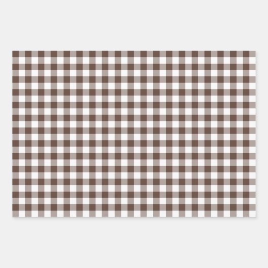 Chocolate Brown Plaid Gingham Inpakpapier Vel (Voorkant 3)