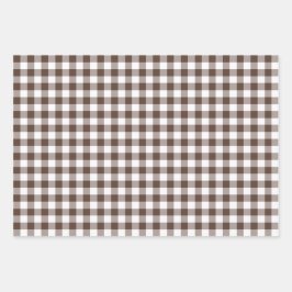 Chocolate Brown Plaid Gingham Inpakpapier Vel