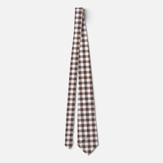 Chocolate Brown Plaid Gingham Neck Tie Stropdas (Achterkant)