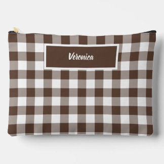 Chocolate Brown Plaid Gingham Personalized Etui