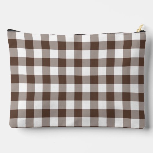Chocolate Brown Plaid Gingham Personalized Etui (Achterkant)