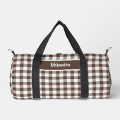 Chocolate Brown Plaid Gingham Personalized Plunjezak (Voorkant)