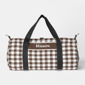 Chocolate Brown Plaid Gingham Personalized Plunjezak