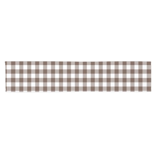 Chocolate Brown Plaid Gingham Table Runner Korte Tafelloper (Horizontaal)