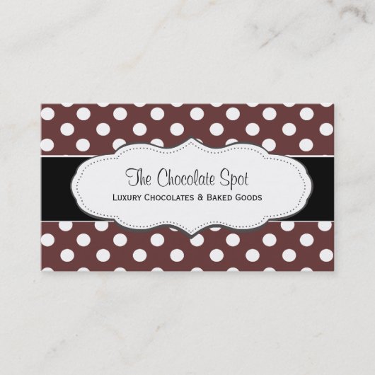 Chocolate Brown Polka Dot Visitekaartjes (Voorkant)