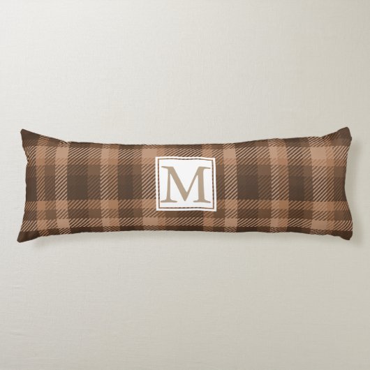 Chocolate Brown Pset Monogrammed Lichaamskussen (Voorkant)