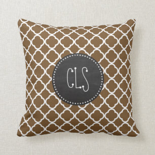 Chocolate Brown Quatrefoil;  alkbord Kussen