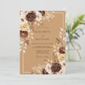 Chocolate Brown Rustic Harvest Wedding Kaart (Staand voorkant)