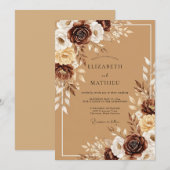 Chocolate Brown Rustic Harvest Wedding Kaart (Voorkant / Achterkant)