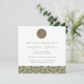 Chocolate Brown/Sage Damask Wedding Shower Kaart (Staand voorkant)