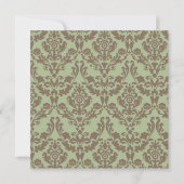Chocolate Brown/Sage Damask Wedding Shower Kaart (Achterkant)