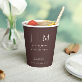 Chocolate Brown Simple Minimal Drink Wedding Papieren Bekers