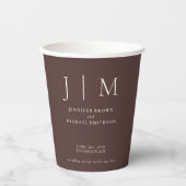 Chocolate Brown Simple Minimal Drink Wedding Papieren Bekers (Voorkant)