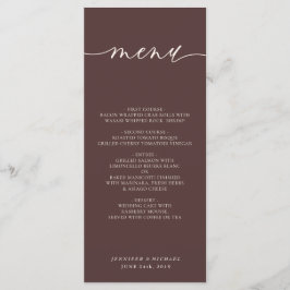 Chocolate Brown Simple Script Wedding Dinner Menu