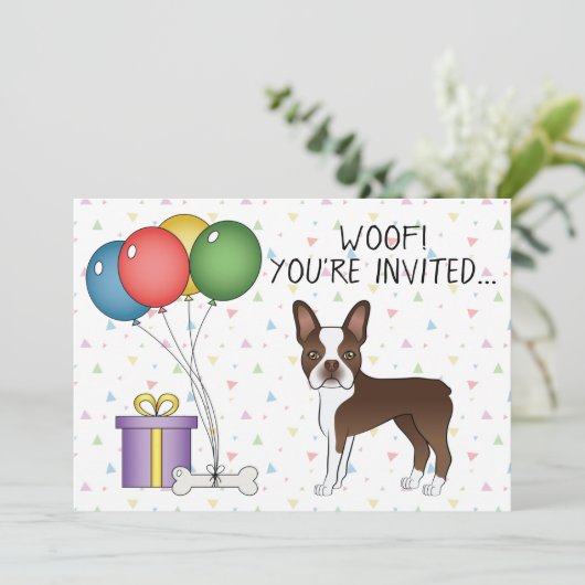 Chocolate Brown Terrier Cute Dog - Birthday Kaart (Staand voorkant)