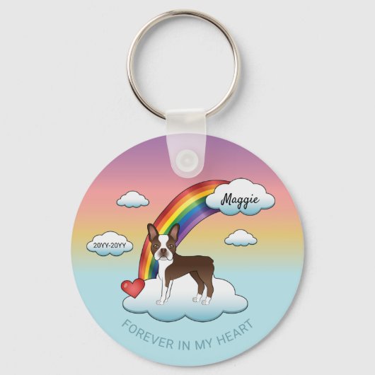 Chocolate Brown Terrier Rainbow Memorial Sleutelhanger (Voorkant)