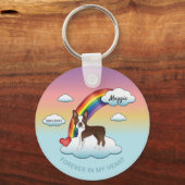 Chocolate Brown Terrier Rainbow Memorial Sleutelhanger (Voorkant)