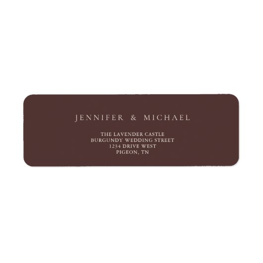 Chocolate Brown trouwt trouwadres maaien Etiket (Voorkant)