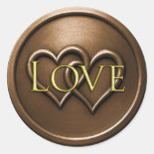 Chocolate Brown Two Hearts Intertwined Wedding Ronde Sticker (Voorkant)
