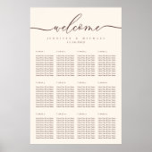 Chocolate Brown Welcome Wedding Table Seating Poster (Voorkant)