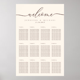 Chocolate Brown Welcome Wedding Table Seating Poster
