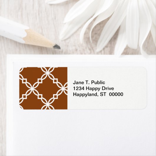 Chocolate Brown WhLarge Fancy Quatrefoil Pattern Etiket (Insitu)