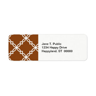 Chocolate Brown WhLarge Fancy Quatrefoil Pattern Etiket