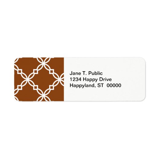 Chocolate Brown WhLarge Fancy Quatrefoil Pattern Etiket (Voorkant)