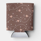 Chocolate Brown with Pink Hearts Pattern Blikjeskoeler (Voorkant)