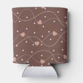 Chocolate Brown with Pink Hearts Pattern Blikjeskoeler (Achterkant)
