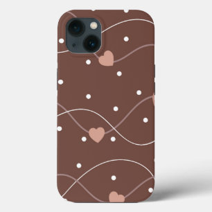 Chocolate Brown with Pink Hearts Pattern Case-Mate iPhone Case