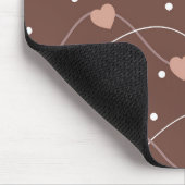Chocolate Brown with Pink Hearts Pattern Muismat (Hoek)