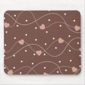 Chocolate Brown with Pink Hearts Pattern Muismat (Voorkant)