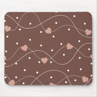 Chocolate Brown with Pink Hearts Pattern Muismat