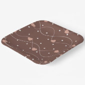 Chocolate Brown with Pink Hearts Pattern Papieren Bordje (Gebogen)