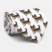 Chocolate Brown Yorkshire Terrier Dog Pattern Stropdas (Opgerold)