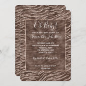 Chocolate Brown Zebra Glitter Baby shower Kaart (Voorkant / Achterkant)