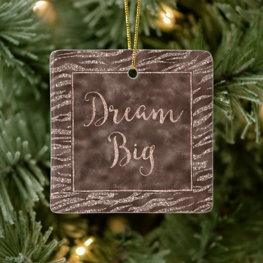 Chocolate Brown Zebra Glitter Dream Keramisch Ornament (Boom)