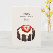 Chocolate Brownie Strawberry Heart Valentine's Day Kaart (Gele Bloem)