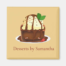 Chocolate Brownie With Vanilla Ice Cream Magneet