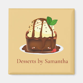 Chocolate Brownie With Vanilla Ice Cream Magneet