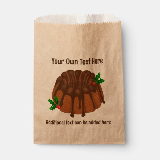 Chocolate Bundt Cake met Kerstmis Voeg Holly tekst Bedankzakje (Voorkant)
