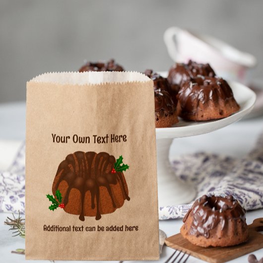 Chocolate Bundt Cake met Kerstmis Voeg Holly tekst Bedankzakje