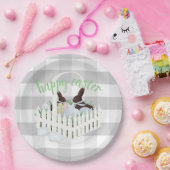 Chocolate Bunnies Eggs Grey Paaspapier Bord (Feest)