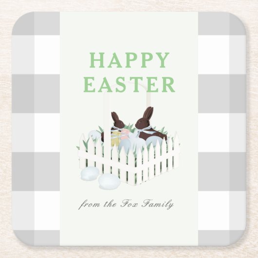 Chocolate Bunnies Eggs Paaspapier Onderzetter (Voorkant)