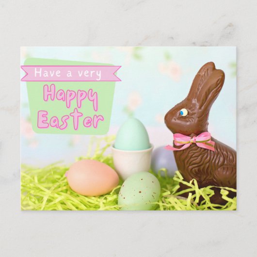 Chocolate Bunny Happy Easter Briefkaart (Voorkant)