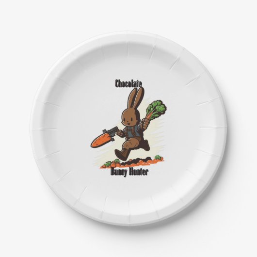 Chocolate Bunny Hunter Papieren Bordje (Voorkant)